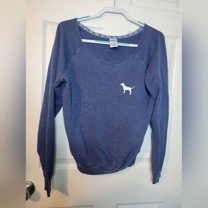 Victoria's Secret Pink Sweatshirt Small Blue Long Sleeve Pullover Oversized Loun